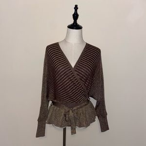 Brown & Gold V-Neck Sweater